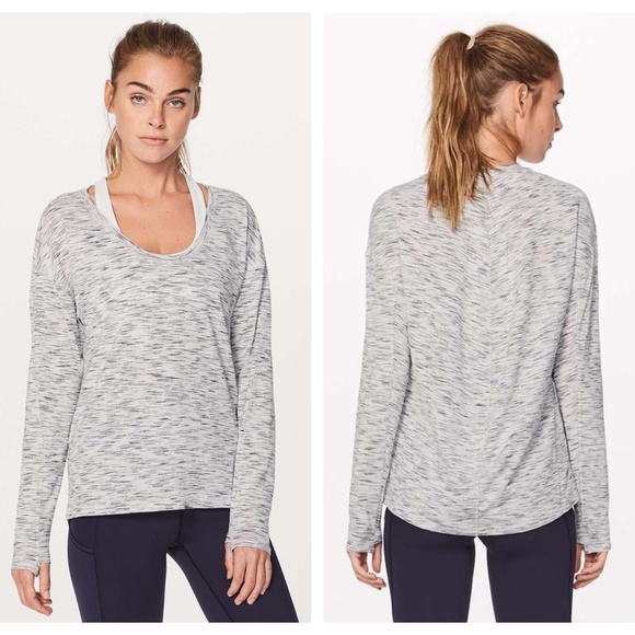 lululemon athletica Tops - Lululemon Meant To Move Long Sleeve Shirts Tiger Space Dye Black White Womens 10